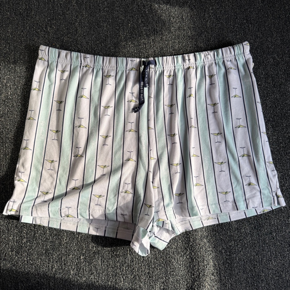 Life is Good Sleep Martini Print Pajama Shorts Women’s Size XL